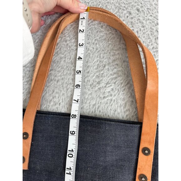True Religion Denim Lined Tote Bag With Leather Straps & Red Interior NWOT - Picture 5 of 11
